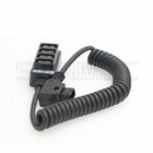 D-tap Male to 4 Port D-tap Female Hub Splitter Coiled Power Cable for ARRI RED Cameras Monitor
