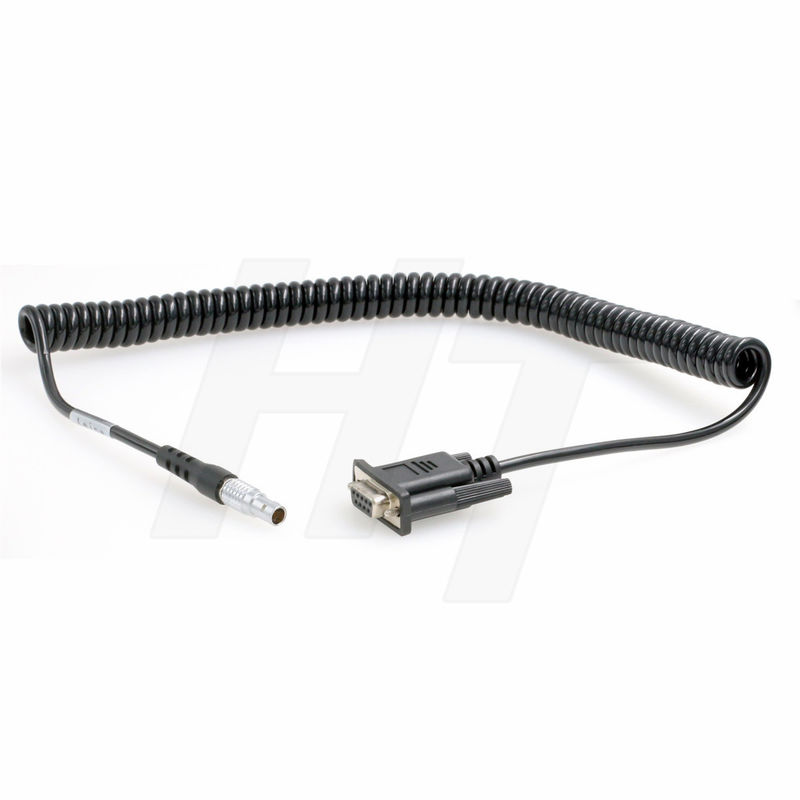 Coiled Total Station Cable for Leica Total Station to Computer PC Lemo 0B 5 Pin RS232 DB9