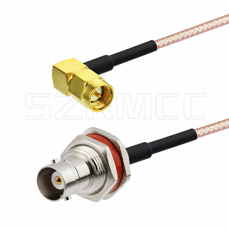 BNC Bulkhead Nut to Elbow SMA RF Coaxial Cable , Pigtail Extension RG316 Coaxial Cable