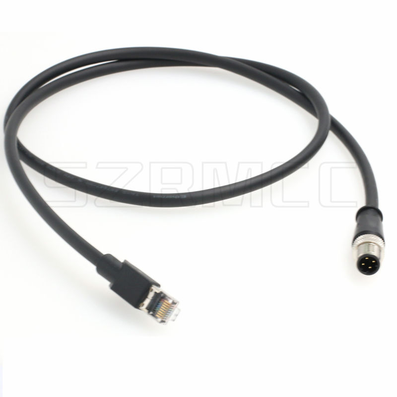SZRMCC M12 4 Position D-Coded Male to RJ45 Male High Flex Cat5e Industrial Ethernet Shielded Cable 1m 
